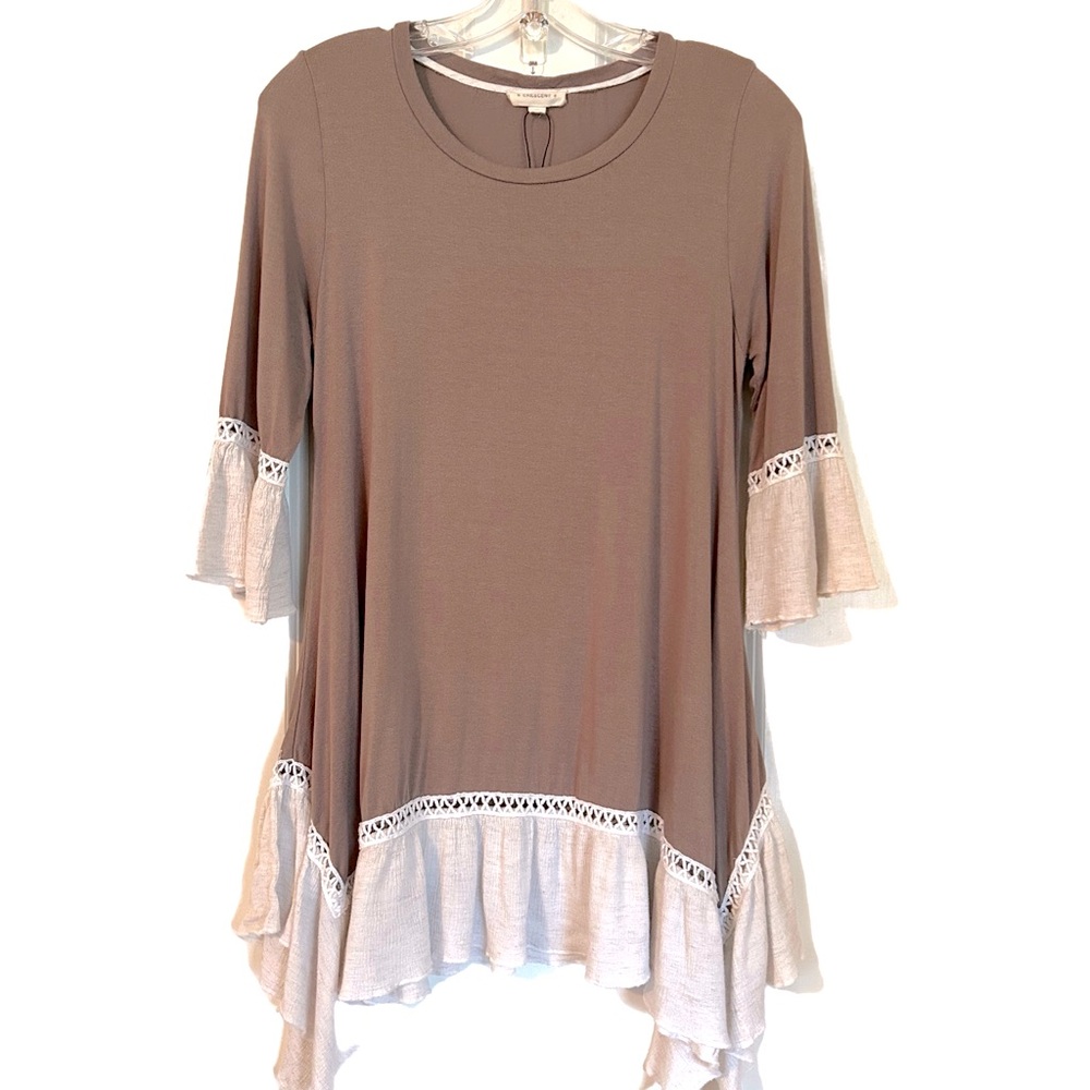 CRESCENT Flowy top in chocolate and cream